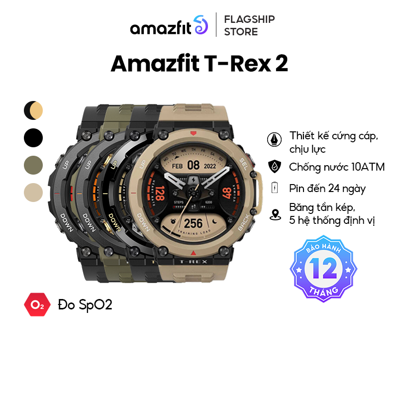 Đồng hồ thông minh Amazfit T-Rex 2 | GPS | Nạp dữ liệu bản đồ | Pin đến 24 ngày