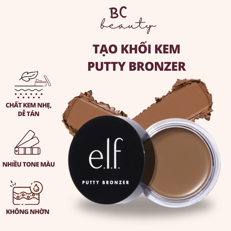 Bronzer dạng kem e.l.f Putty Bronzer | Dễ Tán, Chuẩn Màu, Trung Hòa Tổng Thể Make Up (hũ 10g)