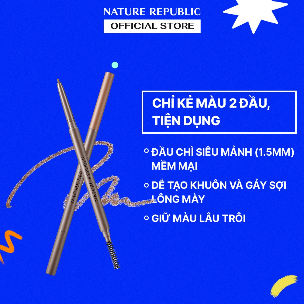 (Date t1/2025)Nature Republic Chì kẻ mày Botanical Micro Slim Brow Pencil 0.08g