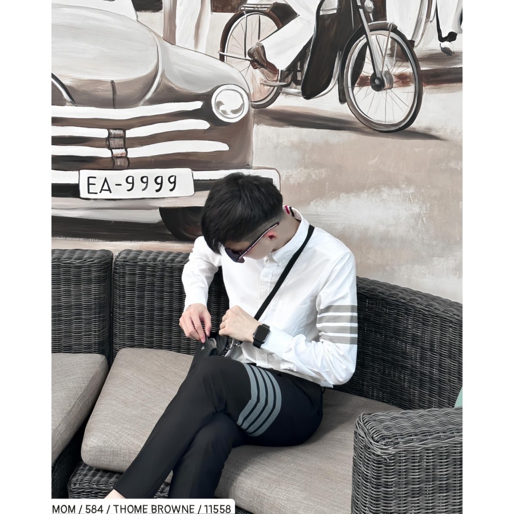 🔥Hot🔥 Áo Sơ Mi Nam Nữ THOME 4 Vạch Tay Cao Cấp Áo sơ mi kẻ sọc đủ size Nam/Nữ hàng cao cấp chuẩn loại 1