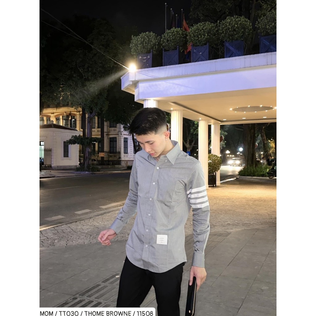 🔥Hot🔥 Áo Sơ Mi Nam Nữ THOME 4 Vạch Tay Cao Cấp Áo sơ mi kẻ sọc đủ size Nam/Nữ hàng cao cấp chuẩn loại 1