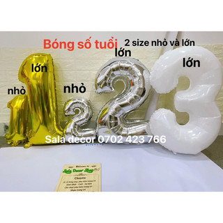 Bóng số sinh nhật size 16inch 40cm  {tặng ống thổi}