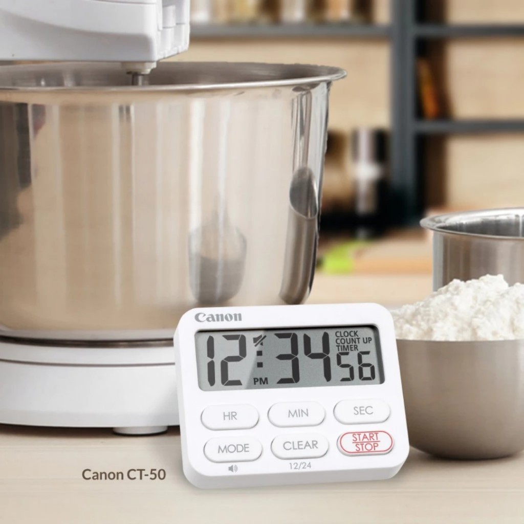Đồng Hồ Bấm Giờ Canon Calculator CT-50-WH | Hiển Thị Dạng 12/24 Giờ | Có Nam Châm Từ Tính | Dễ Treo Gắn Dính Tiện Lợi