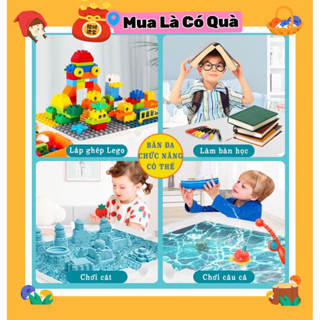 Bộ bàn xếp hình Lego cho bé đa năng 110 chi tiết cao cấp kèm ghế và đồ chơi lắp ráp xếp hình