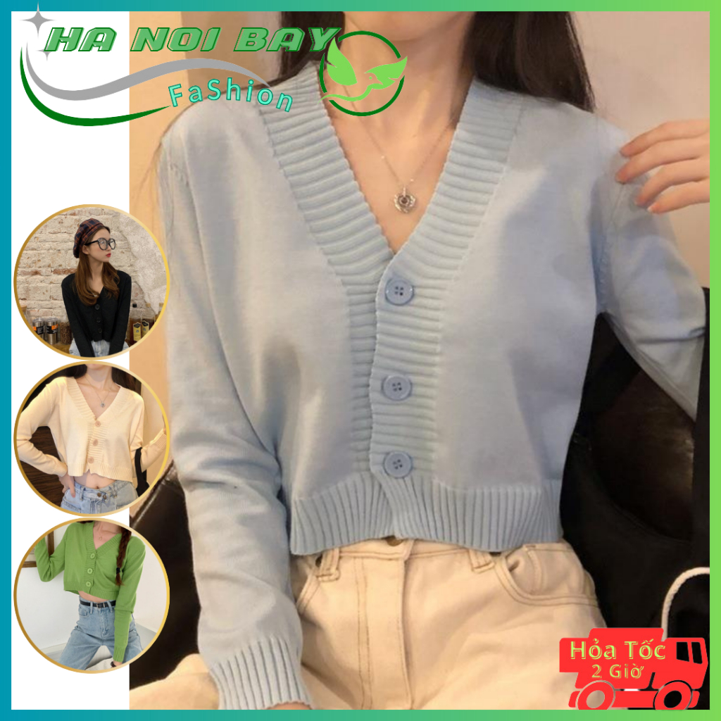 SH0105 Áo Len Nhập Quảng Châu 2023 Mùa Thu Đông Xu Hướng Hot Ngắn Cao Cấp Tay Dài Cổ Dệt Kim Cardigan