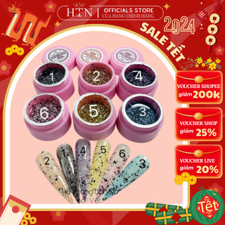 Sét gel đá 6 màu hot sơn móng , đắp móng lẻ hũ