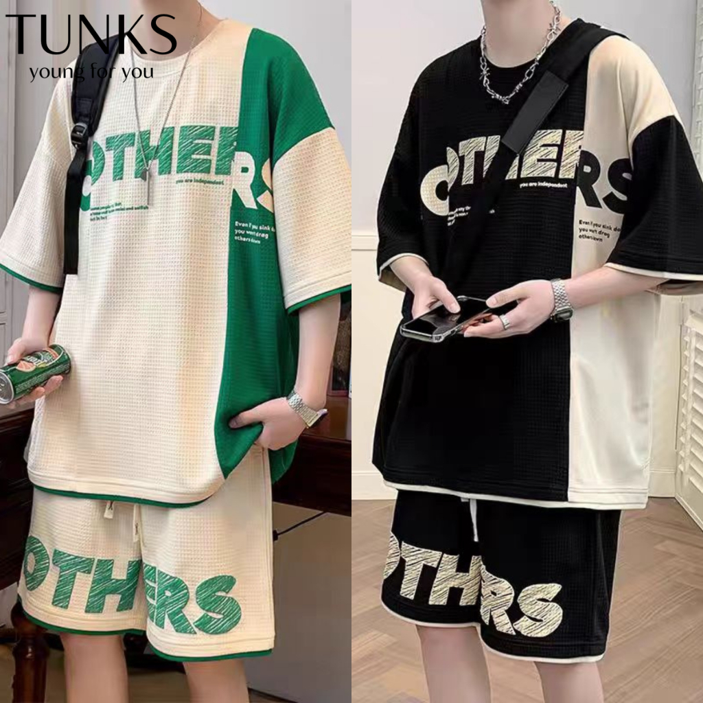 🔥Hot🔥 Bộ Cộc OTHER Chất Cotton Tổ Ong Thoáng Mát- Set Quần Áo Nam Mùa Hè In Chữ Others Mẫu Siêu Hot