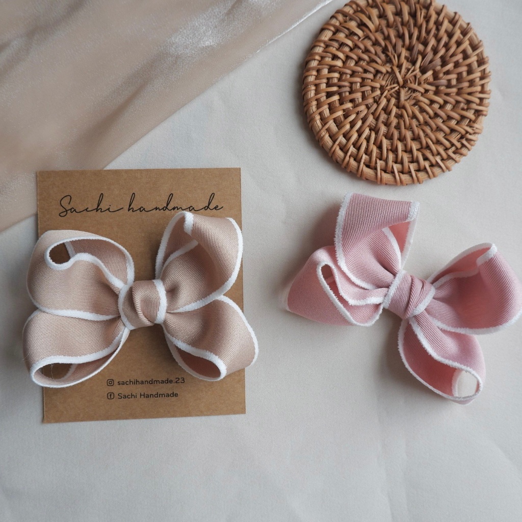 Nơ cotton viền tuyết Handmade By Sachi