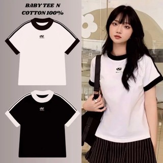 Áo thun nữ cổ tròn tay ngắn dáng babytee chất cotton in chữ NOCTUR