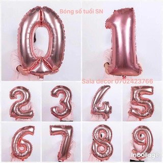 Bóng số sinh nhật size 16inch 40cm  {tặng ống thổi}
