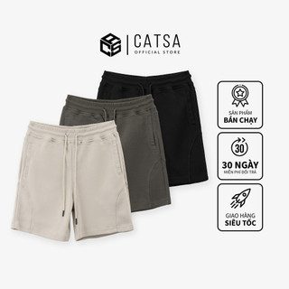 Quần lửng lưng thun CATSA chỉ nổi phong cách chất liệu thun dày dặn 23QSJ015