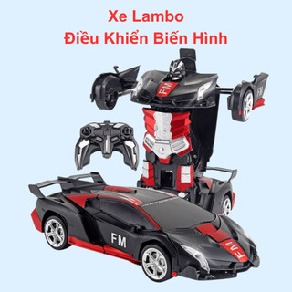 Ô tô điều khiển từ xa xe điều khiển từ xa màu đỏ đen biến hình robot chất liệu cao cấp thiết kế bắt mắt