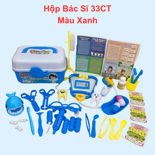Đồ chơi nha sĩ bộ bác sĩ 33CT khám răng màu xanh cao cấp cho bé nhập vai phát triển trí tài năng