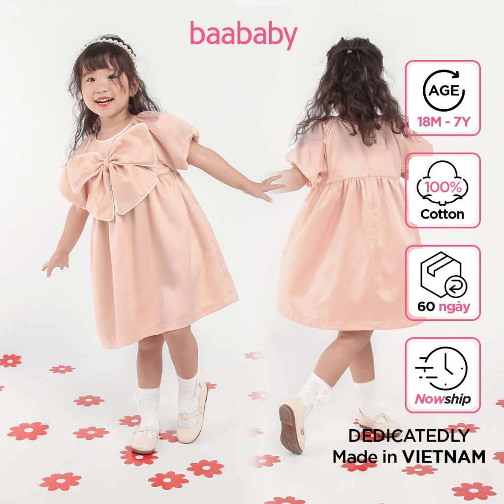 Váy công chúa,đầm bé gái, đầm thiết kế phi lụa đính đơn cao cấp cho bé gái cho bé từ 1 tuổi - 7 tuổi BAA Baby