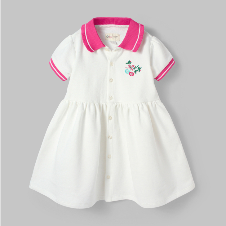 Đầm bé gái, đầm váy polo cho bé gái, váy bé gái cotton thêu họa tiết từ 1 tuổi - 7 tuổi Baa Baby - B-GT-AD04N