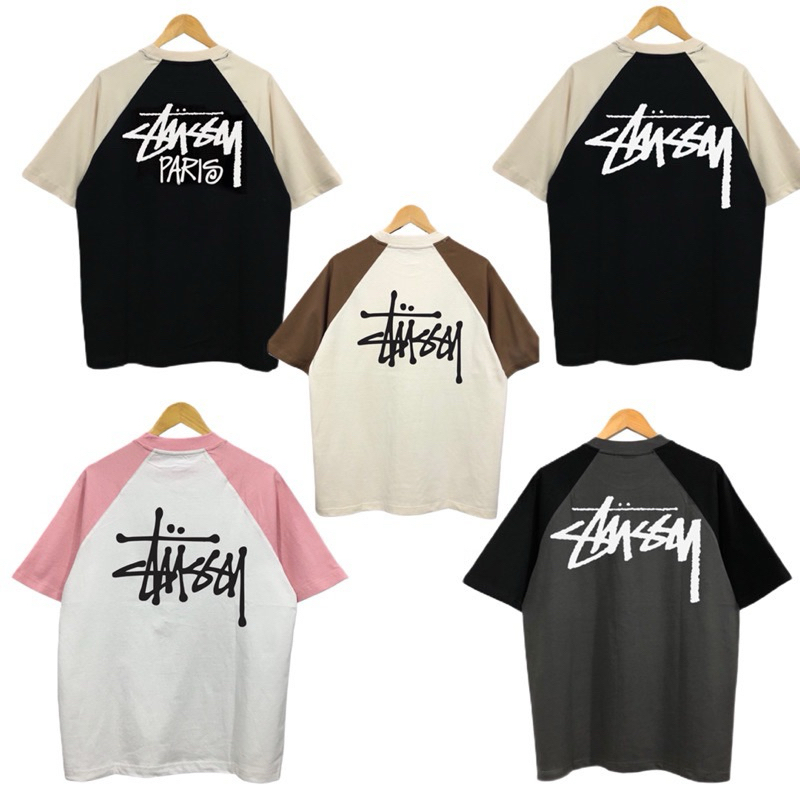 Áo thun Raglan tổng hợp STUSSY nhiều mẫu cao cấp, áo phông Unisex nam nữ 100% cotton