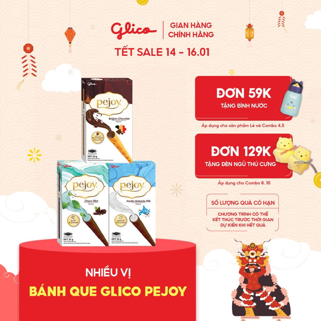 Hộp lẻ bánh que nhân kem Glico Pejoy nhiều vị 33gr