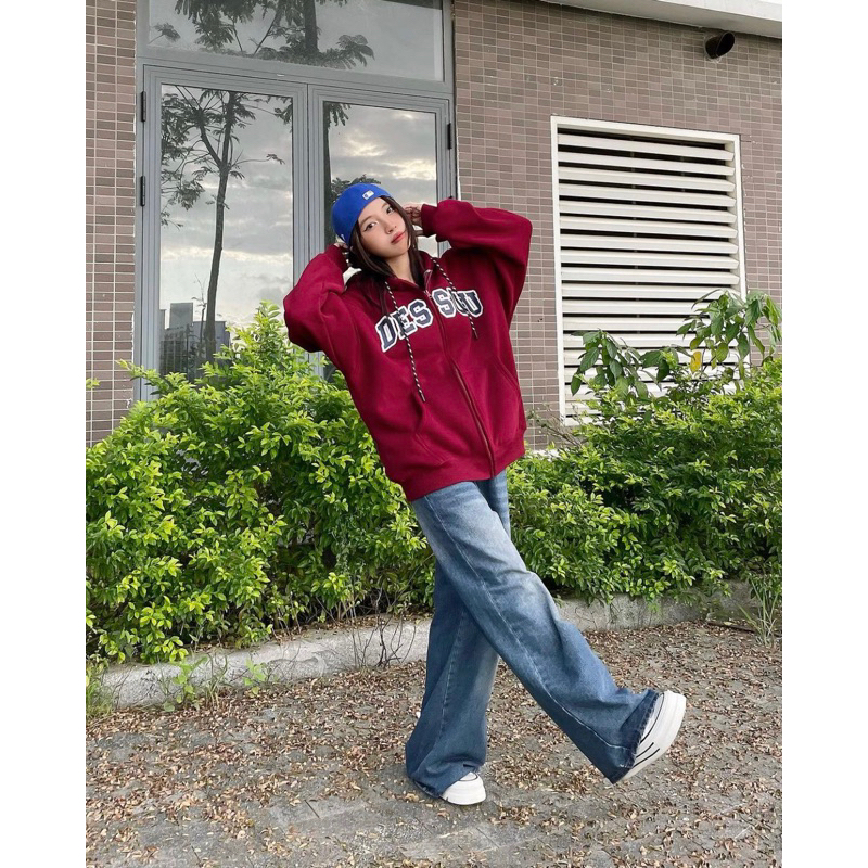 Áo Hoodie zip Dessuu lót bông dày nhiều màu sắc