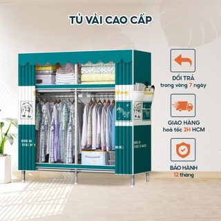 Tủ vải đựng quần áo Tủ quần áo khung thép TUVAICAOCAPVN tủ chốt thép treo đựng quần áo gấp gọn đa năng