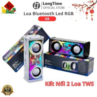 Loa bluetooth không dây A88 / V8 trong suốt đèn led 7 màu nhảy theo nhạc sạc pin bass mạnh nghe nhạc hay Longtime