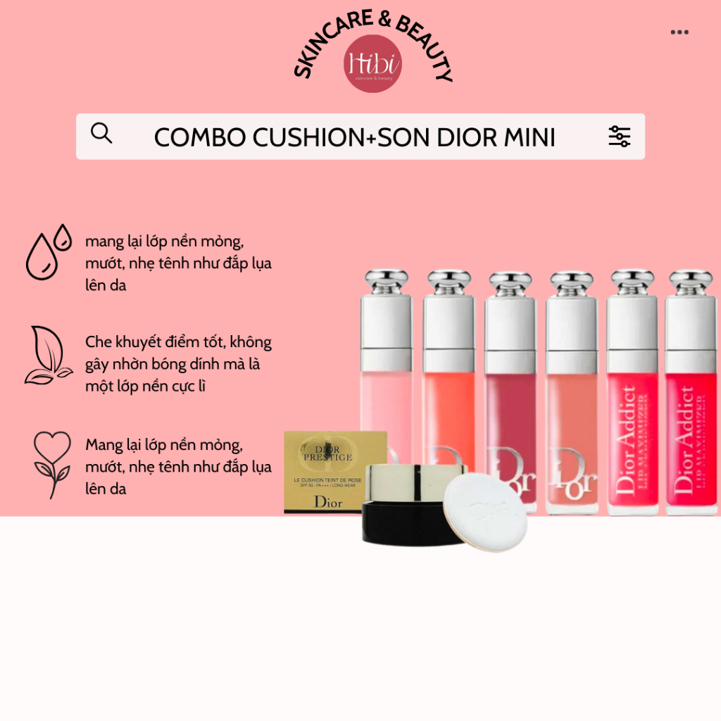 COMBO DIOR MINI CHỈ 199k GỒM SON DIOR+CUSHION DIOR
