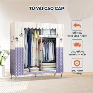 Tủ đựng quần áo tủ vải loại 1 khung gỗ bọc nhựa 2 buồng hàng chuẩn loại 1 phi gỗ 18mm Nội Thất Phòng Ngủ Lắp Ghép