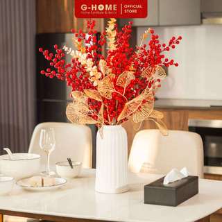 Cành đào đông 12 nhánh trang trí tết Ghome, đào đông hút tài lộc, phú quý decor nhà cửa DAODONG2412N