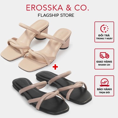 Combo dép cao gót nữ thời trang Erosska quai chéo + dép bệt  - EM104DE069