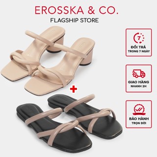 Combo dép cao gót nữ thời trang Erosska quai chéo + dép bệt EM104 - DE069
