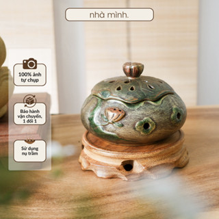Lư Xông Trầm Hương Hoa Sen Nhà Mình, Lư Đốt Trầm Hương, Lư Hương Đốt Trầm Xông Nhà, Lư Trầm Gốm