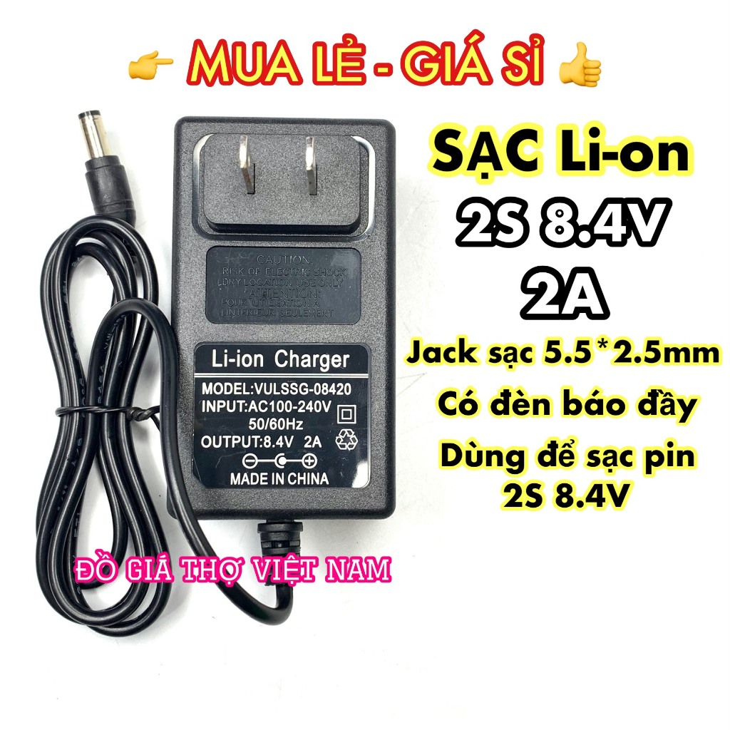 [ĐGTVN] Sạc 2S 8.4V 2A có đèn báo đầy (TV)