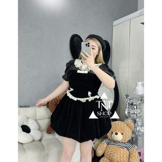 ĐẦM NHUNG 2 NƠ VIỀN TƠ [TNT SHOP BIGSIZE 60KG 90KG]