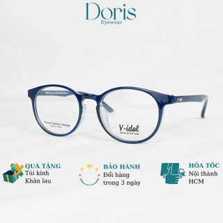 Gọng Kính Tròn Nam Nữ V-Idol V8223 Nhựa Dẻo Màu Xanh Dương Mỏng, Nhẹ, Thời Trang DORISEYEWEAR
