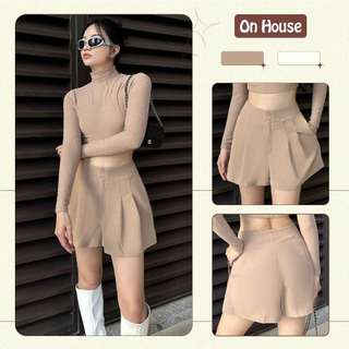 Quần short đùi lưng cao Dian Thời trang thiết kế ONHouse xếp 2 ly form ống rộng chất vải mềm mát thoải mái Q044