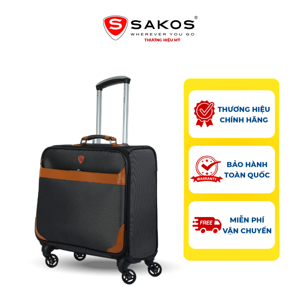 Vali Kéo Vải Doanh Nhân SAKO ATLAS - Size 18inch/ Xách Tay (Cabin) - Khóa TSA - Chống Thấm, Trượt Nước