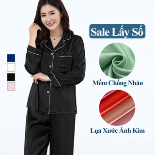 Bộ Đồ Ngủ Pijama Cao Cấp Madela Chất Lụa Mềm Thoải Mái, Bộ Mặc Nhà Nữ Pijama Quần Áo Dài Thoải Mái