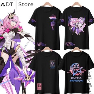 Áo Thun Adt.Store - Áo Thun Tay Ngắn Cổ Tròn In Họa Tiết Honkai Impact 3 Elysia 3D Thời Trang Mùa Hè