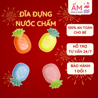 Đĩa Đựng Nước Chấm Cho Bé Hình Dứa Gốm Sứ Cao Cấp Dung Tích 70ml Ấm Baby Dạy Trẻ Tập Ăn Kiểu Nhật Bản Ấm Gift & Decor