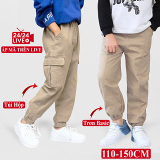 Quần Kaki Jogger Bé Trai Túi Hộp Và Trơn KooKoo Co Giãn Nhẹ, Quần Dài Kaki Bé Trai Form Jogger