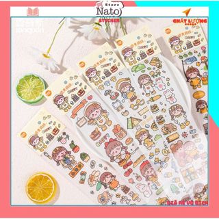 Miếng dán sticker washi dáng dài họa tiết cô gái