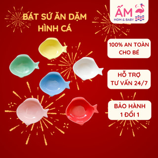 Bát Sứ Ăn Dặm Cho Bé Hình Cá Kiểu Nhật Dung Tích 50ml Ấm Baby Đựng Nước Chấm Dashi Ấm Gift Decor