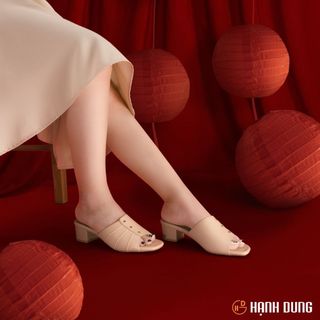 [HCM]  Dép Cao Gót Hạnh Dung HD04810AD ( Màu Đen - Kem )