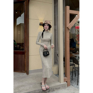 Đầm cổ kem tay  dài