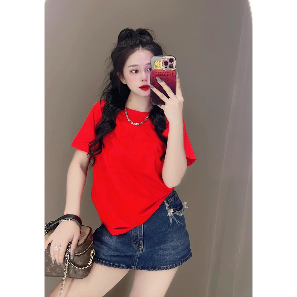 [40~70kg] Áo Thun Trơn Thái Nữ Cotton 100% [Mã A], Mặc Đôi Nhóm, Mềm Mịn Mát Co Dãn 4c Cá Tính, Độc Đáo [BASIC] | BigBuy360 - bigbuy360.vn