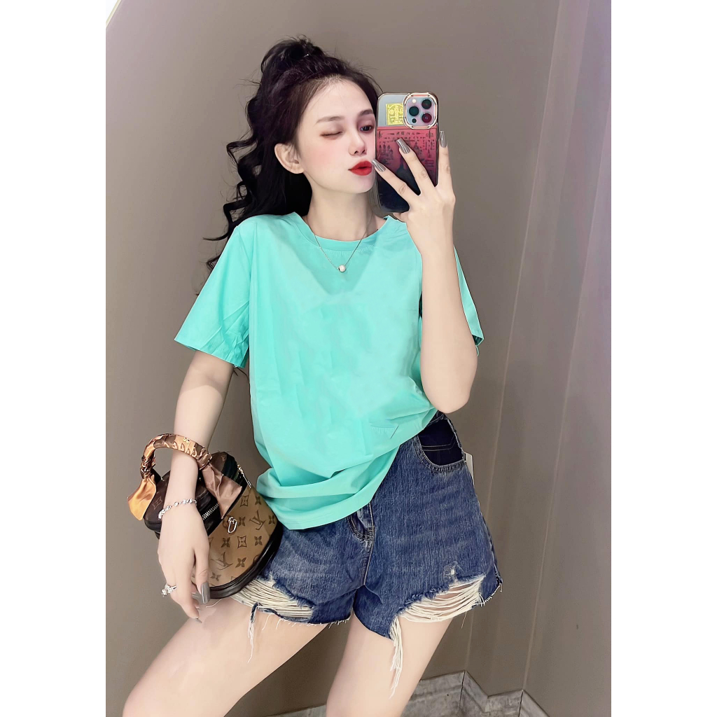 [40~70kg] Áo Thun Trơn Thái Nữ Cotton 100% [Mã A], Mặc Đôi Nhóm, Mềm Mịn Mát Co Dãn 4c Cá Tính, Độc Đáo [BASIC] | BigBuy360 - bigbuy360.vn