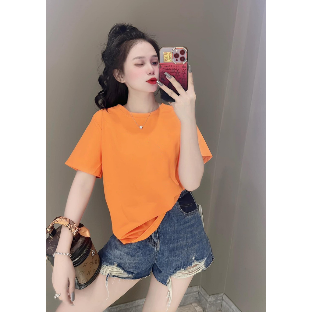 [40~70kg] Áo Thun Trơn Thái Nữ Cotton 100% [Mã A], Mặc Đôi Nhóm, Mềm Mịn Mát Co Dãn 4c Cá Tính, Độc Đáo [BASIC] | BigBuy360 - bigbuy360.vn