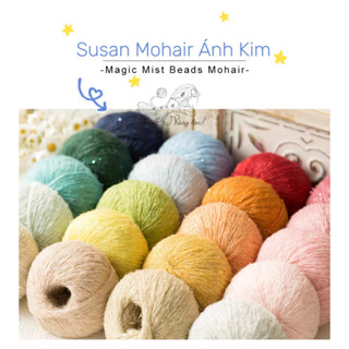 Len Susan Mohair Ánh Kim - Sợi Mềm Nhẹ 1mm Lấp Lánh