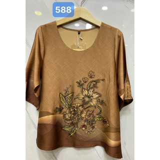 Áo nữ vải lụa cao cấp ,hoa văn đính đá