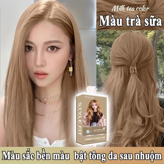  tự nhuộm tóc tại nhà🎨 thuốc nhuộm tóc Lên màu chỉ trong một bước không cần tẩy Màu trà sữa 