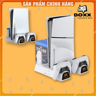 Đế tản nhiệt cho máy PS5 kèm dock sạc tay cầm có led, Dock làm mát cho máy chơi game PS5